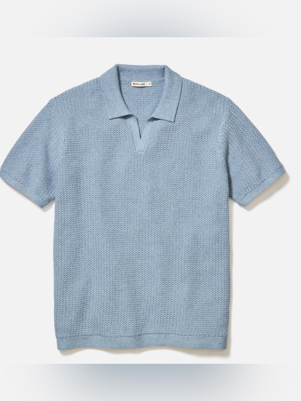 Marine Layer Conrad Polo Men’s XXL Blue Textured Knit 100% Cotton NWT